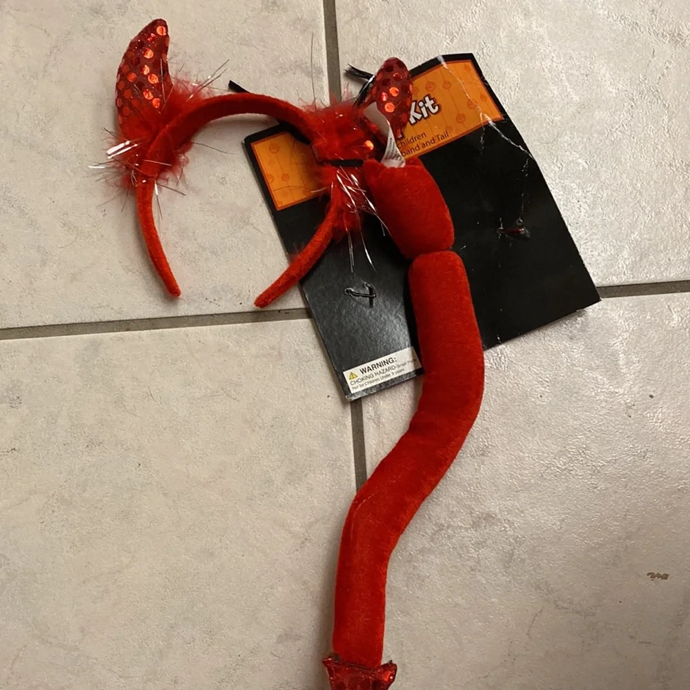 Happy Halloween Devil Headband and Tall matching kids one size